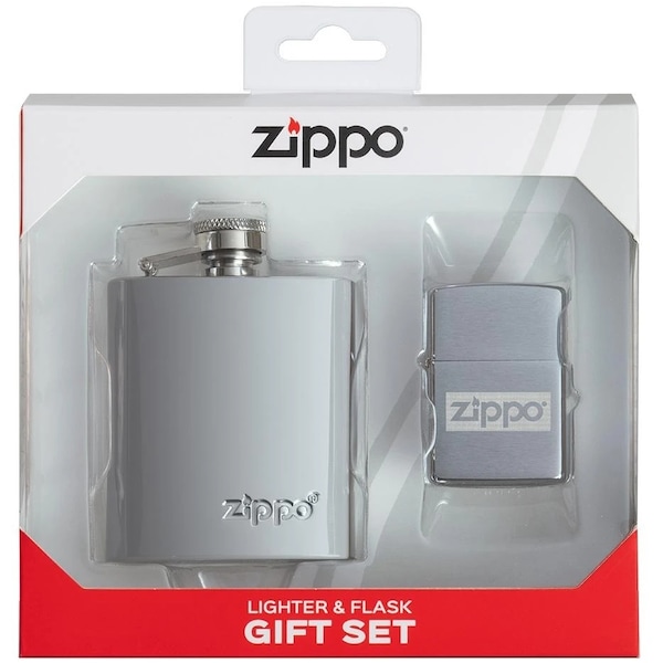 Zippo 2024 Zippo Flask & Brushed Chrome Lighter Gift Set, ZIP-49358 - main